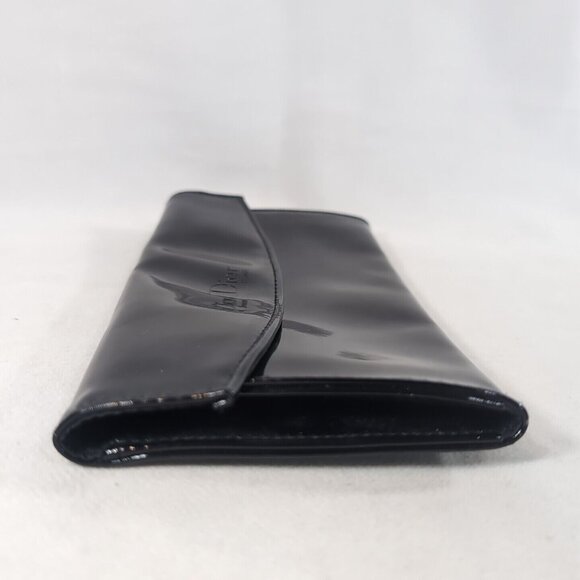 Dior Beauty Black Faux Patent Leather Clutch Wallet Bag Makeup Folder Christian - Picture 10 of 11
